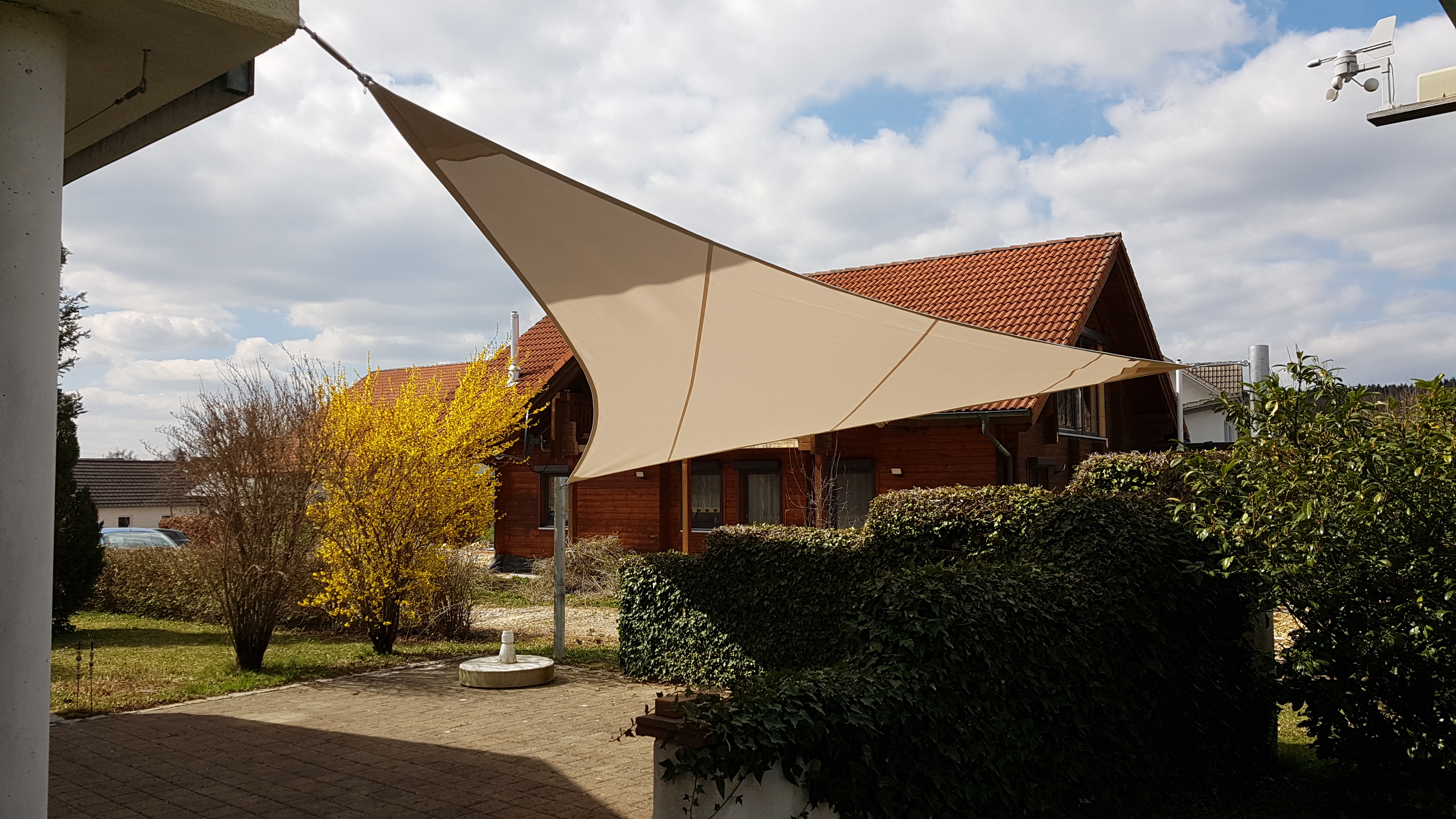 Sonnensegel Dreieck - 509 x 375 x 325 cm aus Valmex Airtex Classic