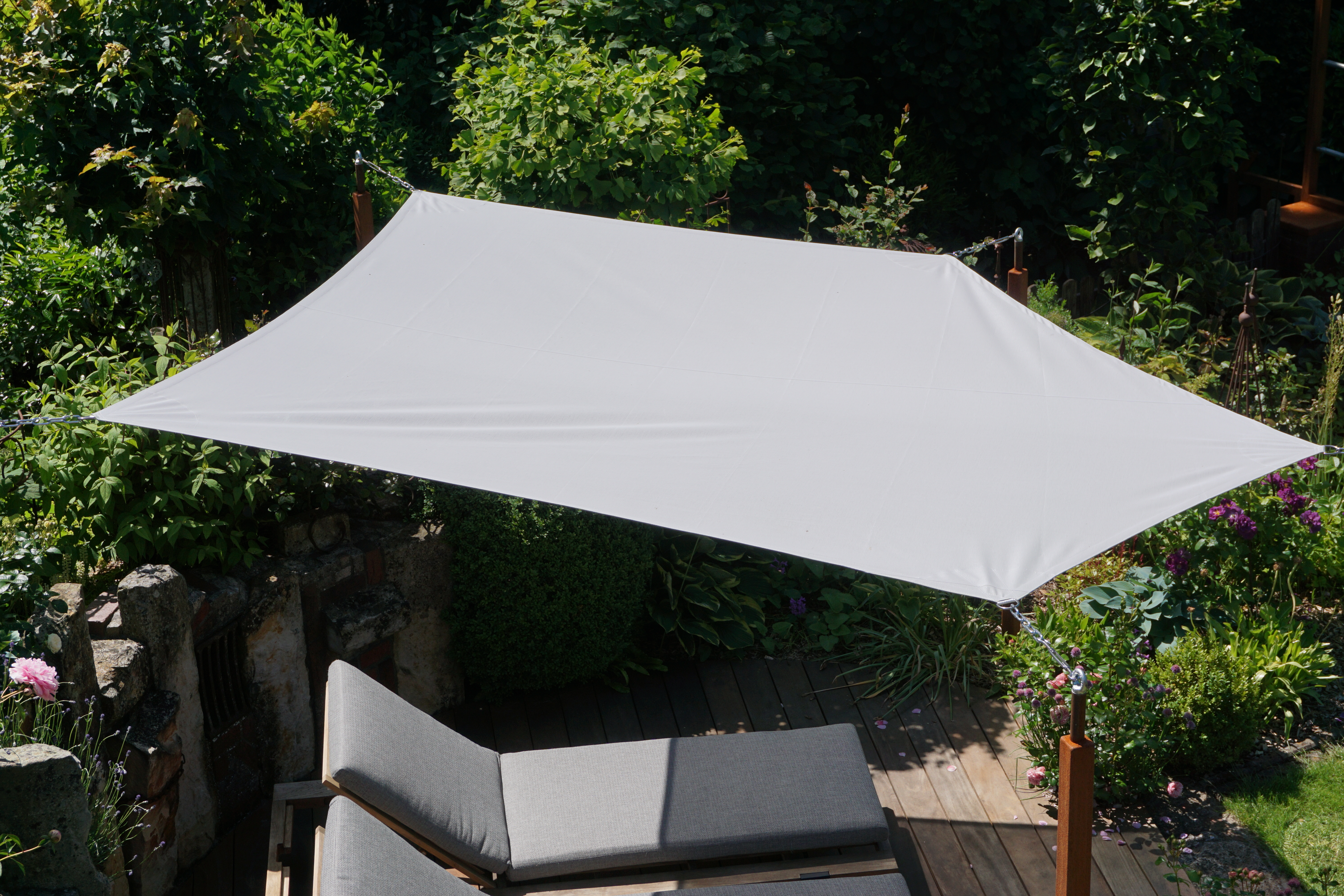 Sonnensegel Fünfeck ca. 10m² aus Soltis 86 (Kieselstein)